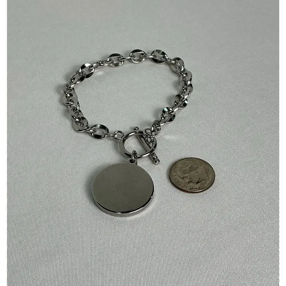 Louis Vuitton Monogram Canvas Silver Round Toggle Bracelet Swarovski - Picture 2 of 6